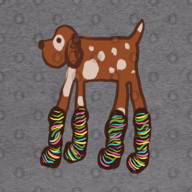 Dog in stripey socks by Shadoodles